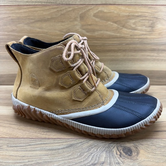 Sorel Shoes - Sorel Out N About Duck Boot Womens 10 Tan Waterproof Leather Outdoor Snow